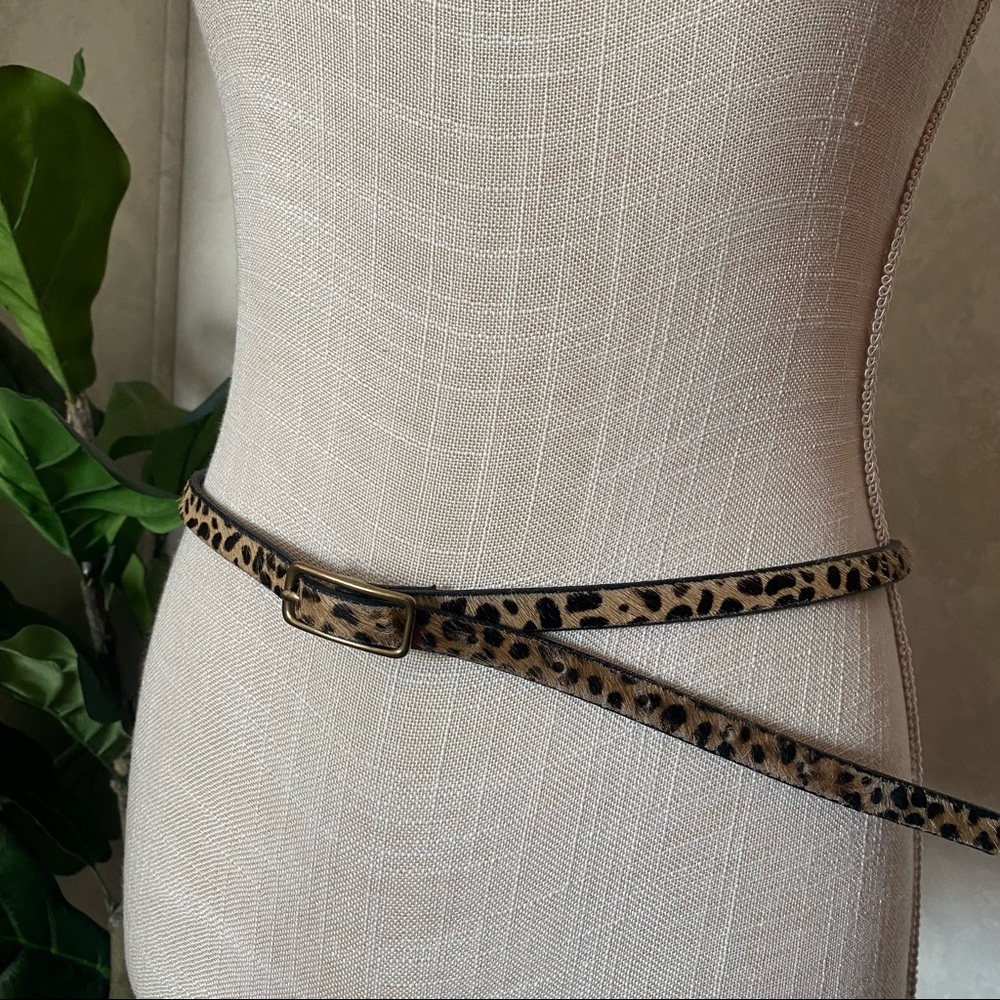 J. Crew Leather Belt Textured Leopard Size M
